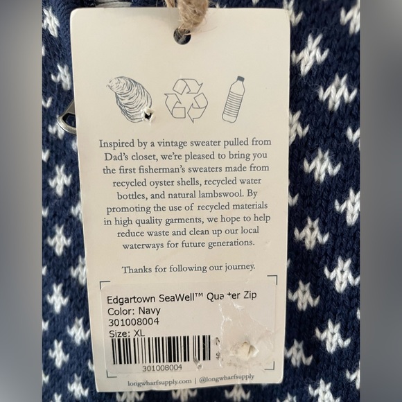 Long Wharf Supply Company NWT Men’s 1/4 Zip Edgartown SeaWell Sweater. Size XL - Picture 8 of 10